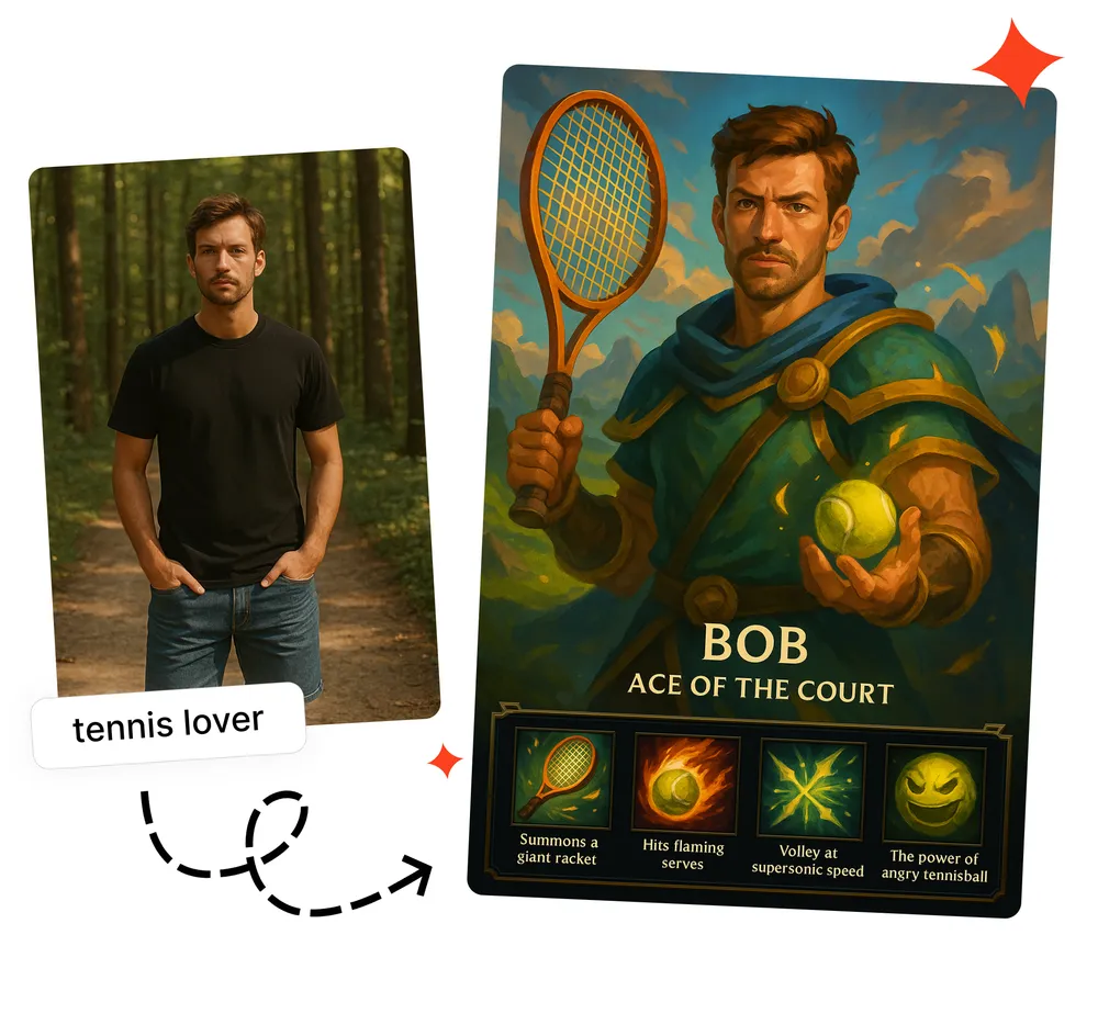 League Hero Card AI generation before and after comparison