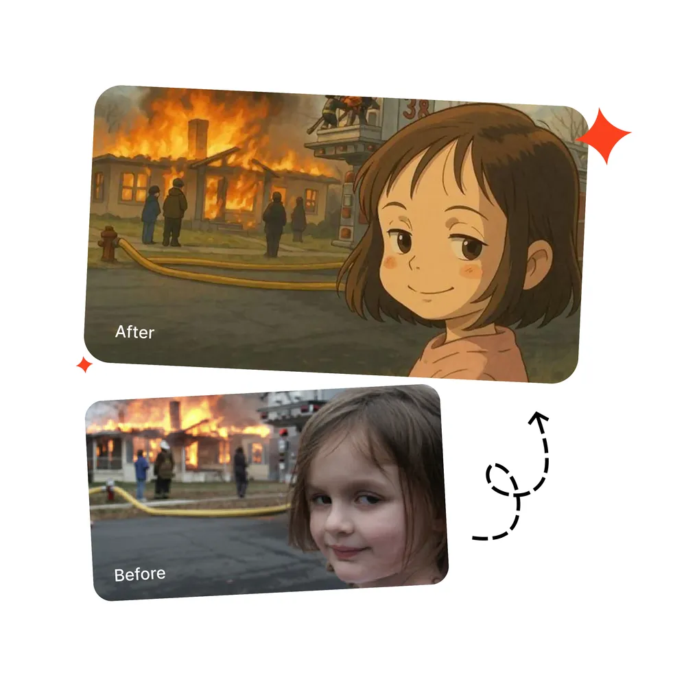 Studio Ghibli AI generation before and after comparison