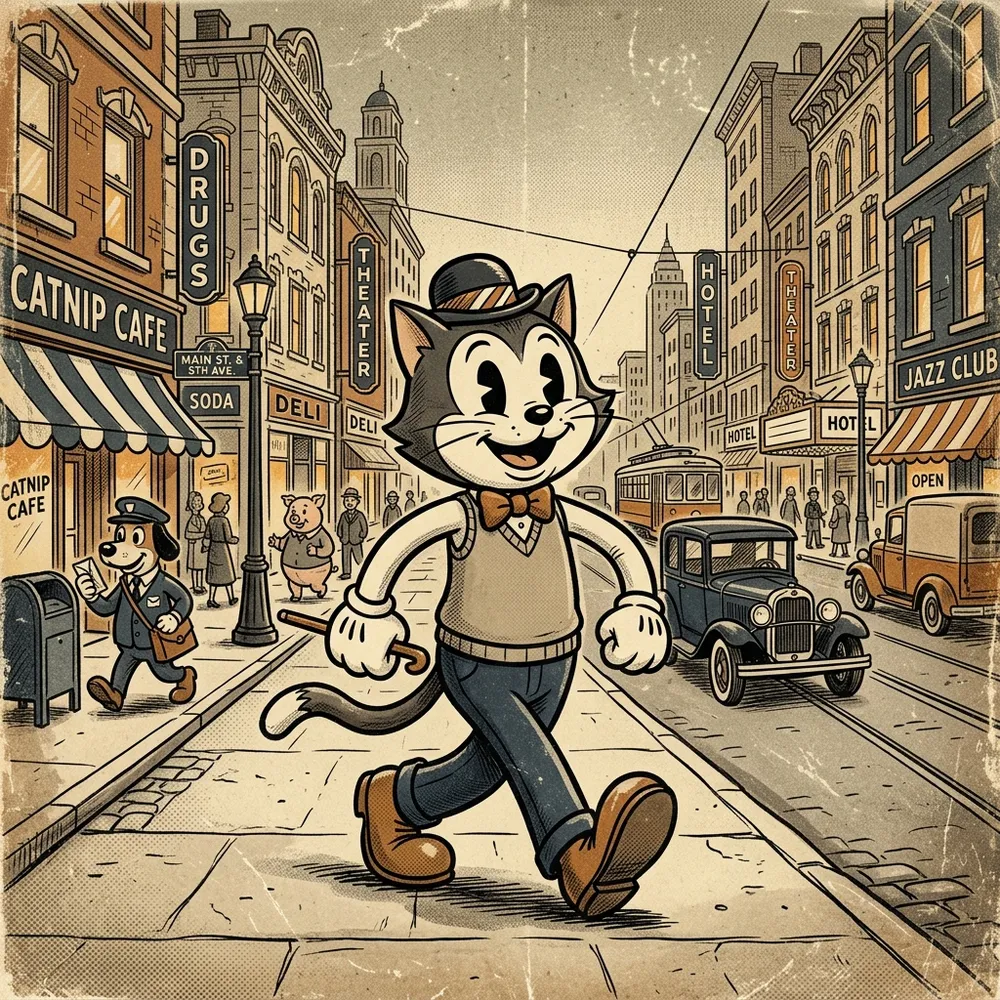Vintage Cartoon AI generation before and after comparison